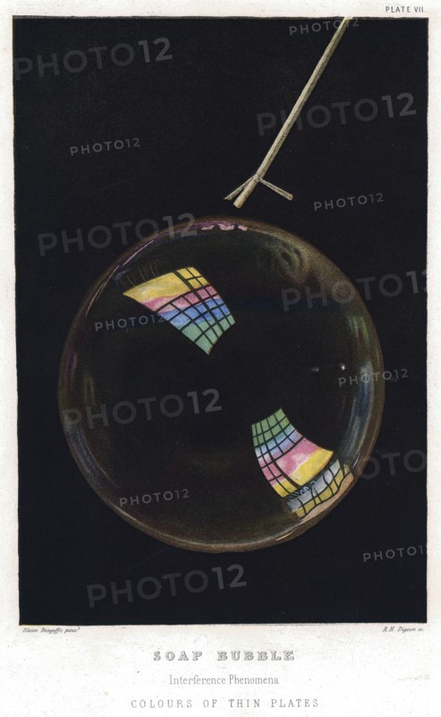 Thomas Young (1773-1829), Thin films illustrated by soap bubble, 1872. Artist: Unknown