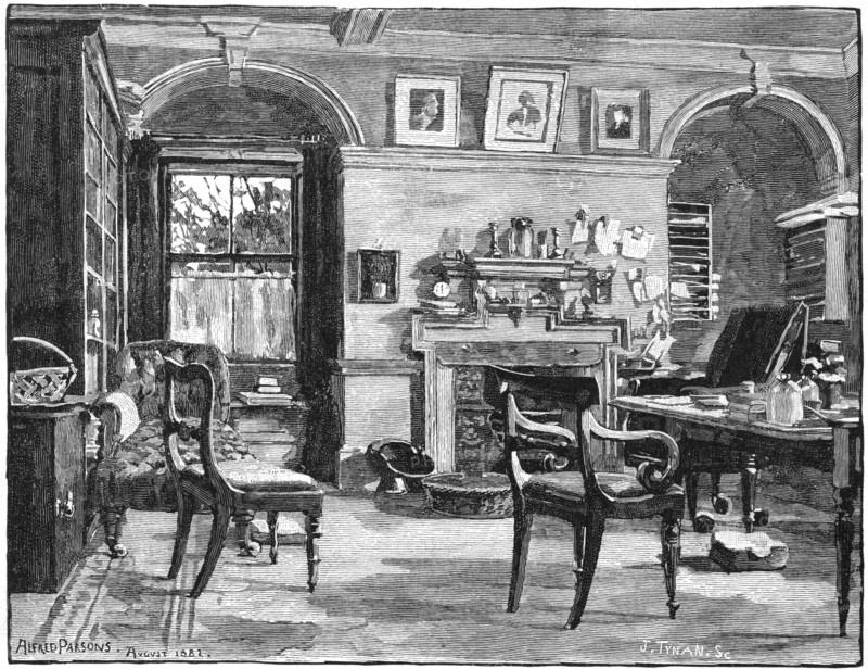 Darwin's study at Down House, his home near Beckenham, Kent, 1883. Artist: Unknown