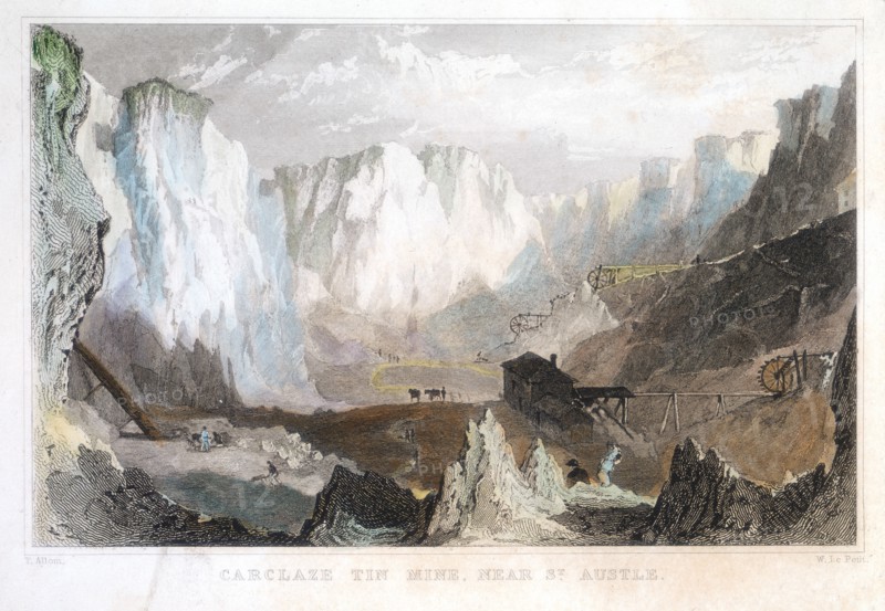 Carglaze tin mine, near St Austell, Cornwall, England, c1825, (1837). Artist: Unknown