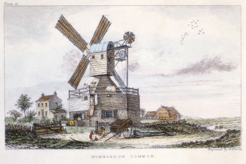 Post mill, Wimbledon Common, near London, c1840. Artist: Castle