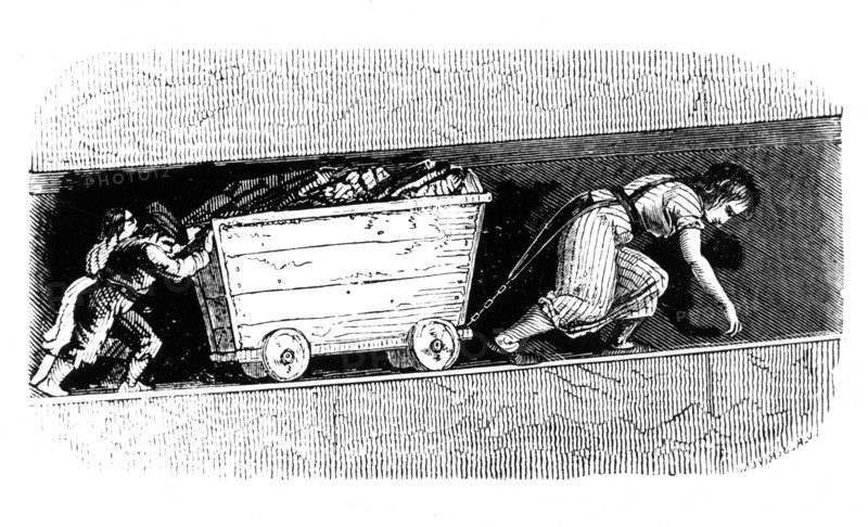 Woman and children coal 'putters', Mid and East Lothian, Scotland, c1848. Artist: Unknown