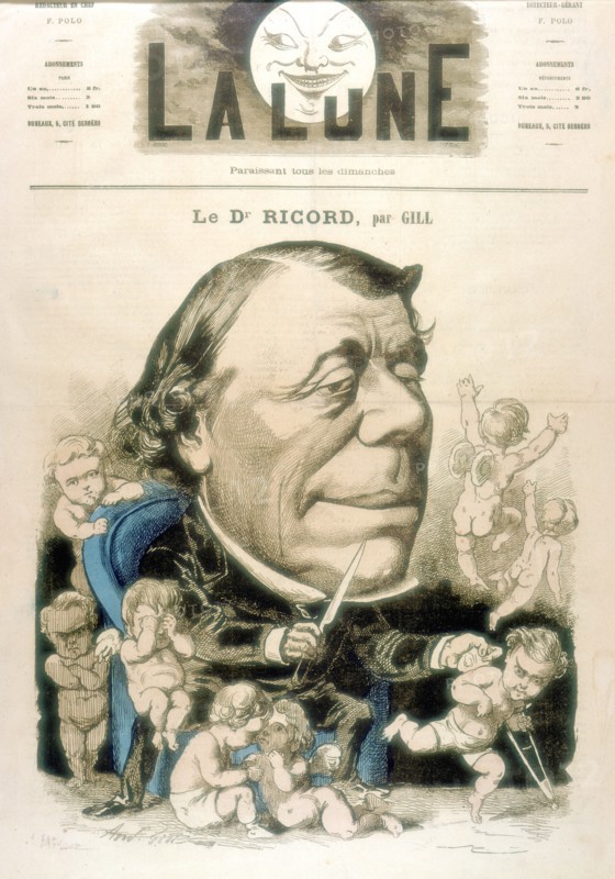Philippe Ricord, French surgeon and venereologist, 1867. Artist: Andre Gill