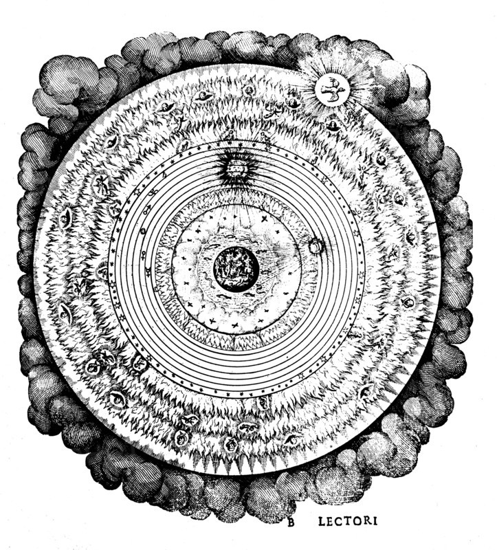 Geocentric or Earth-centred Universe, c1617. Artist: Unknown
