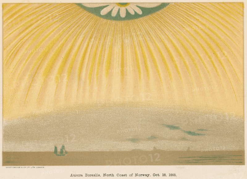 Aurora Borealis or Northern Lights observed from northern Norway, 10 October 1868, (1906). Artist: Unknown