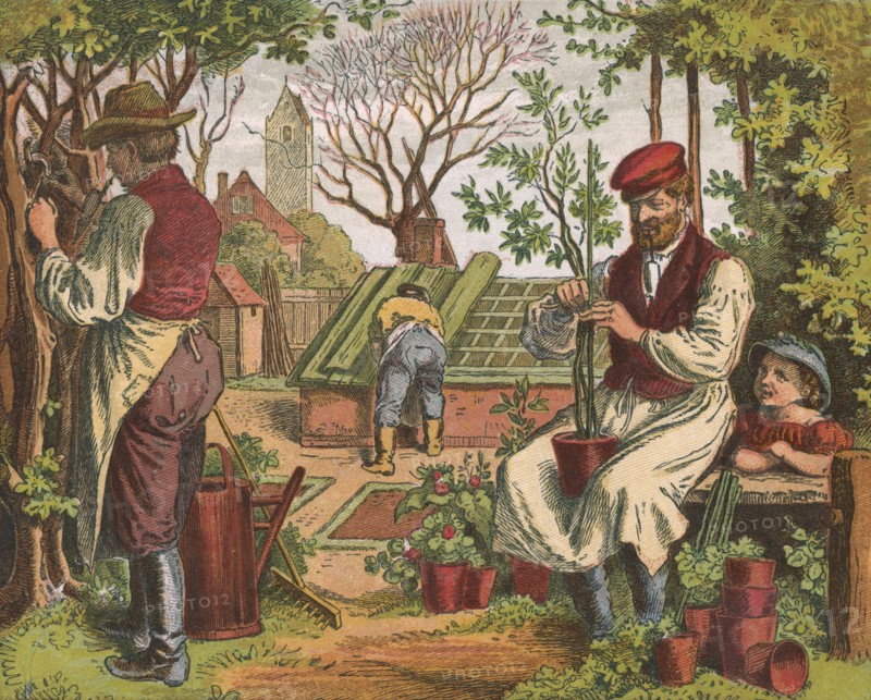 Gardening, 1871. Artist: Oskar Pletsch