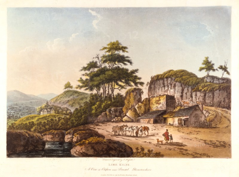 'Lime Kilns. A View at Clifton near Bristol, Gloucestershire', 1798.  Artist: John Hassell