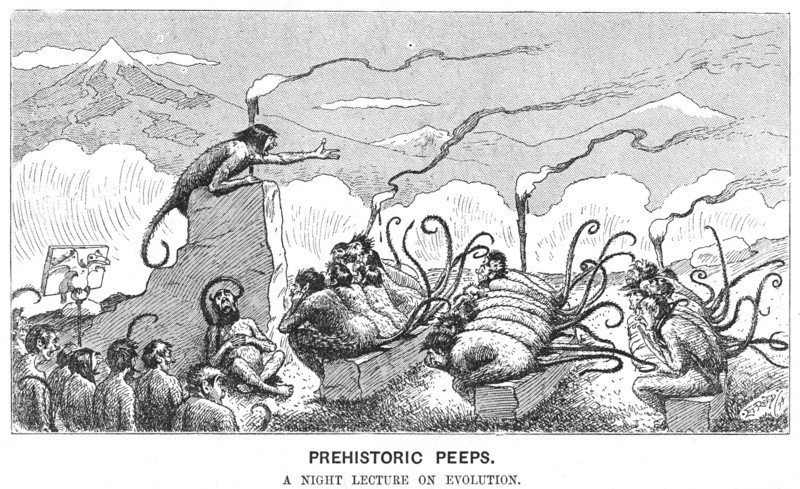 'Prehistoric Peeps: A Night Lecture on Evolution', 1894.  Artist: Edward Tennyson Reed