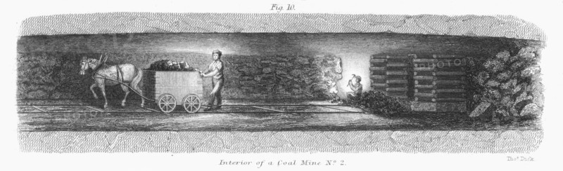 Interior of a coal mine, 1862. Artist: Unknown