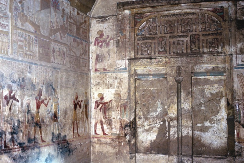 Wallpaintings and False Doors, Temple of Sethos I, Abydos, Egypt, 19th Dynasty, c1280 BC. Artist: Unknown