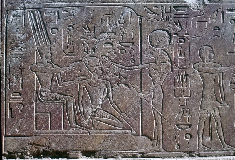 Relief showing Queen Hatshepsut receiving benediction, Temple of Amun, Karnak, Egypt, c1500 BC. Artist: Unknown