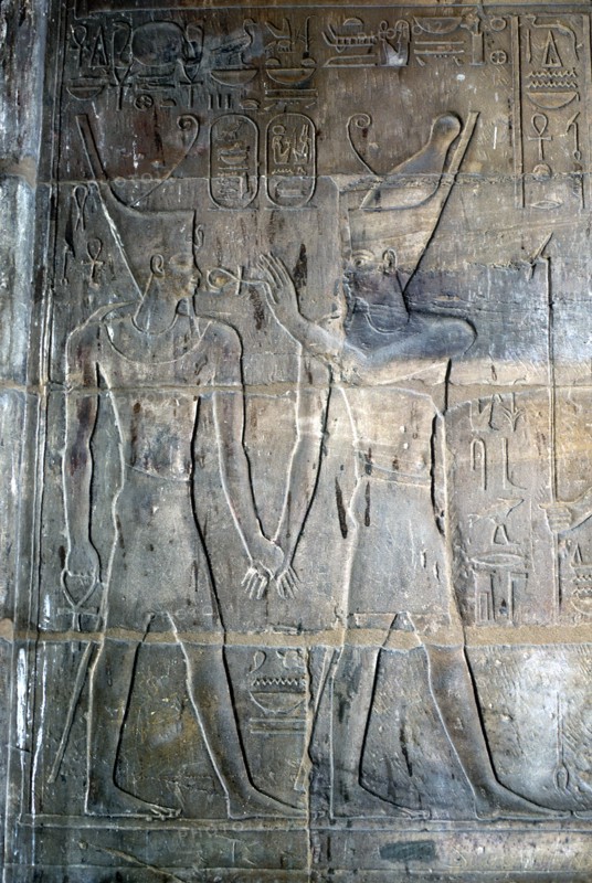 Relief of Alexander the Great being blessed by Amun-Ra, Temple sacred to Amun Mut & Khons, Luxor. Artist: Unknown
