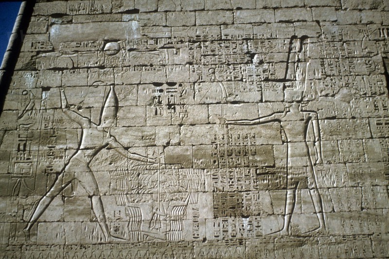 Relief of Rameses III smiting enemies, Mortuary Temple of Rameses III, Medinat Habu, c1200BC. Artist: Unknown