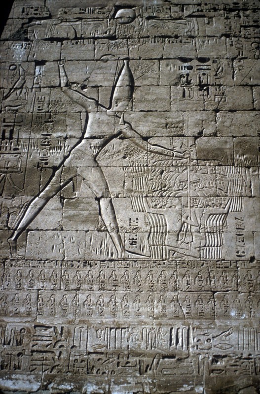 Relief of Rameses III smiting enemies, Mortuary Temple of Rameses III, Medinat Habu, c1200BC. Artist: Unknown