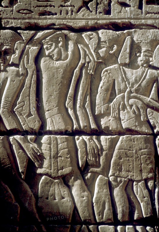 Relief of enemy prisoners, Temple of Rameses III, Medinat Habu, Egypt, c12th century BC. Artist: Unknown