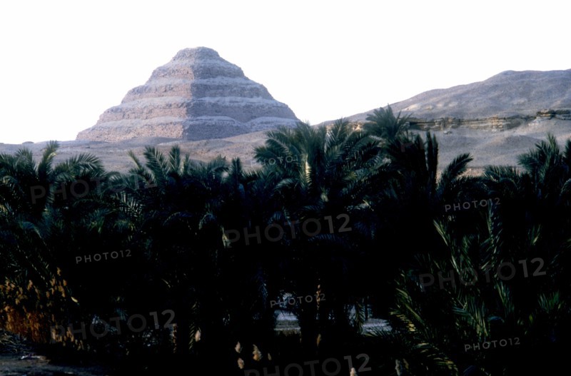 Step Pyramid of King Djoser behind the Nile's flood plain, Saqqara, Egypt, 3rd Dynasty, c2600 BC. Artist: Imhotep
