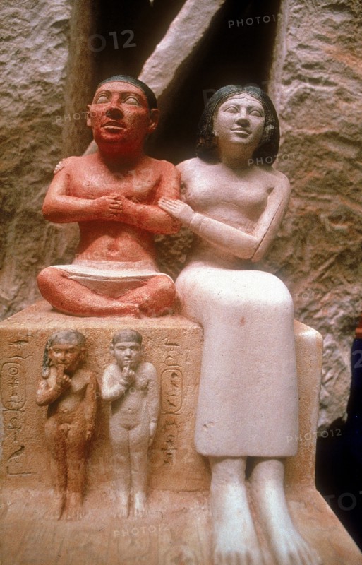 The dwarf Seneb with his wife and two children, Giza, 5th Dynasty. Artist: Unknown
