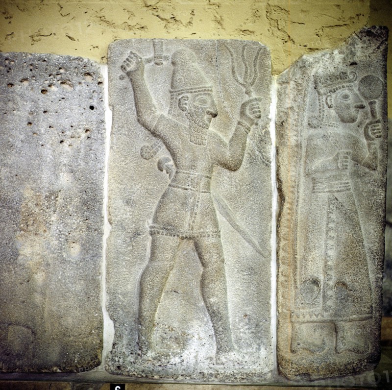 Hittite relief of the weather-god Teshub with lightning. Artist: Unknown