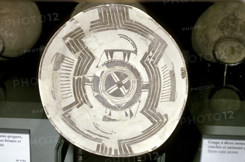 Terracotta dish with animal decoration, Susa, c4200-3800 BC. Artist: Unknown