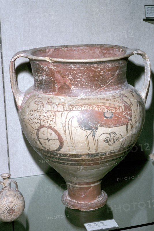 Mycenaean crater with warriors in a chariot motif, Ras Shamra, Syria, c14th - 13th century BC. Artist: Unknown