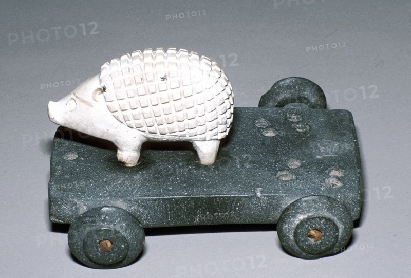 Calcite and bitumen hedgehog mounted on wheeled base, Susa, c12th century BC. Artist: Unknown