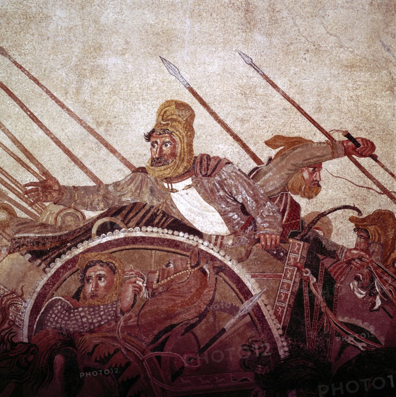 Roman mosaic of Darius II of Persia at the Battle of Issus, Pompeii, Italy, (1st century AD).  Creator: Unknown.