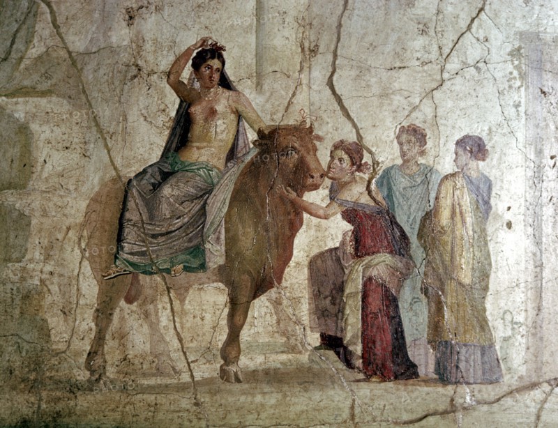 Roman wallpainting of The Rape of Europa, House of Jason, Pompeii, Italy. Artist: Unknown