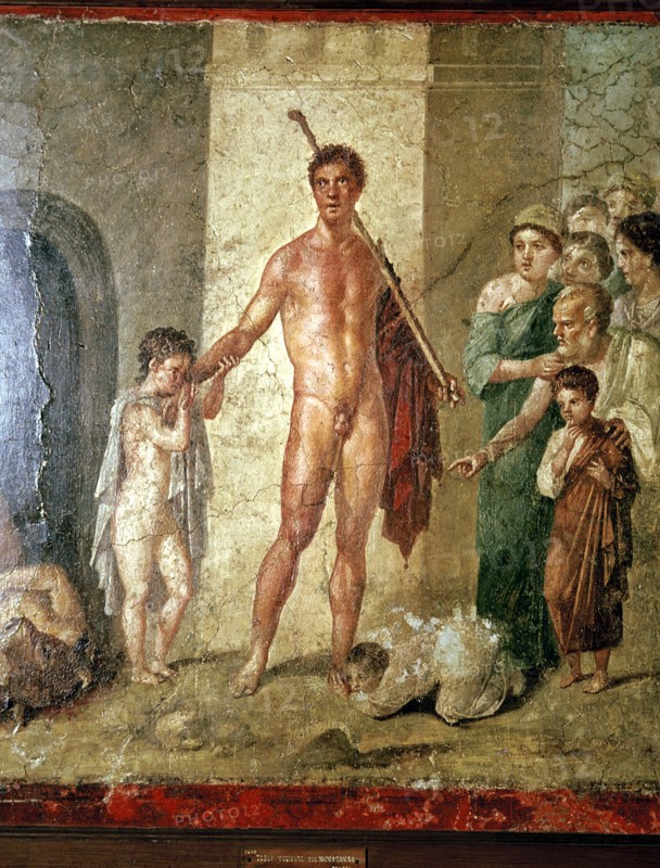 Roman wallpainting of Theseus after killing the Minotaur, Pompeii. Creator: Unknown.
