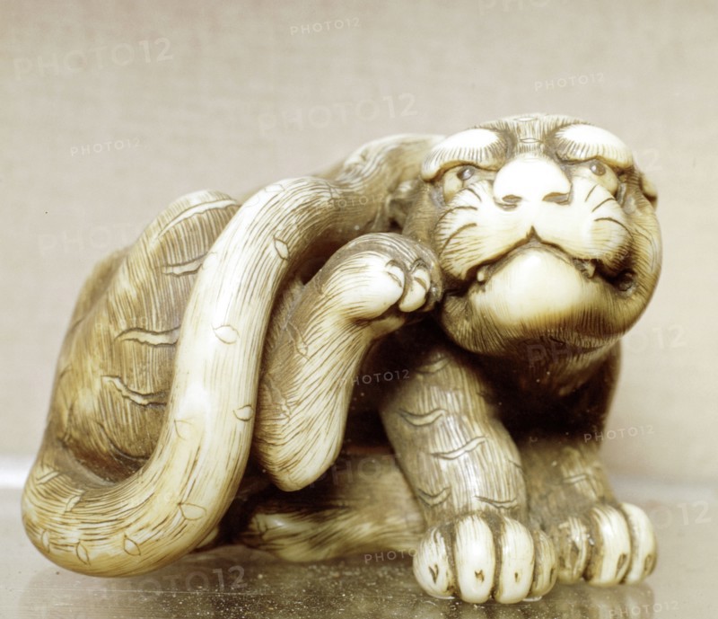 Netsuke carved in the form of a tiger, one of the 12 animals of the Japanese zodiac. Artist: Unknown