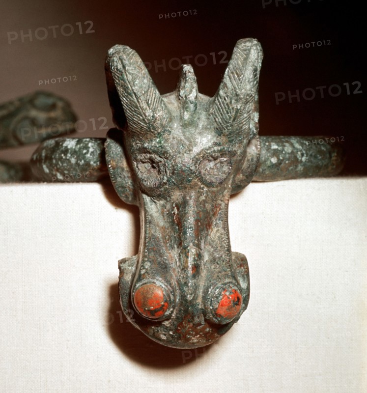 Celtic bronze harness mount (Horse head), Germany, 1st century. Artist: Unknown