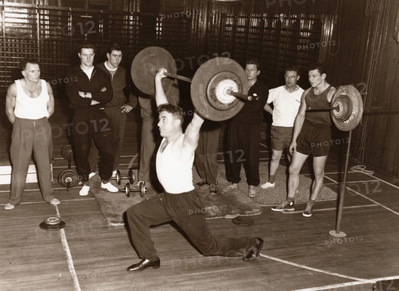 Rowntree staff weight-lifting club,  York, Yorkshire, 1960. Artist: Unknown