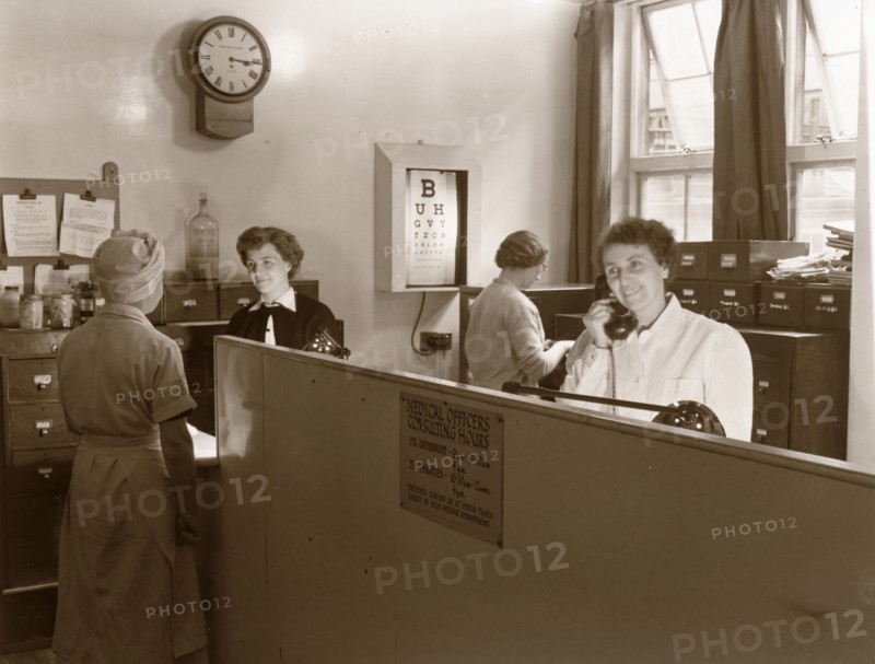The reception at the Rowntree medical department, York, Yorkshire, 1955. Artist: Unknown