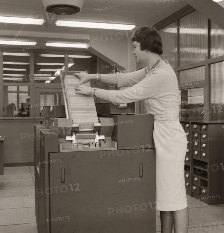 The first computers used at the Rowntree factory, York, Yorkshire, 1962. Artist: Unknown