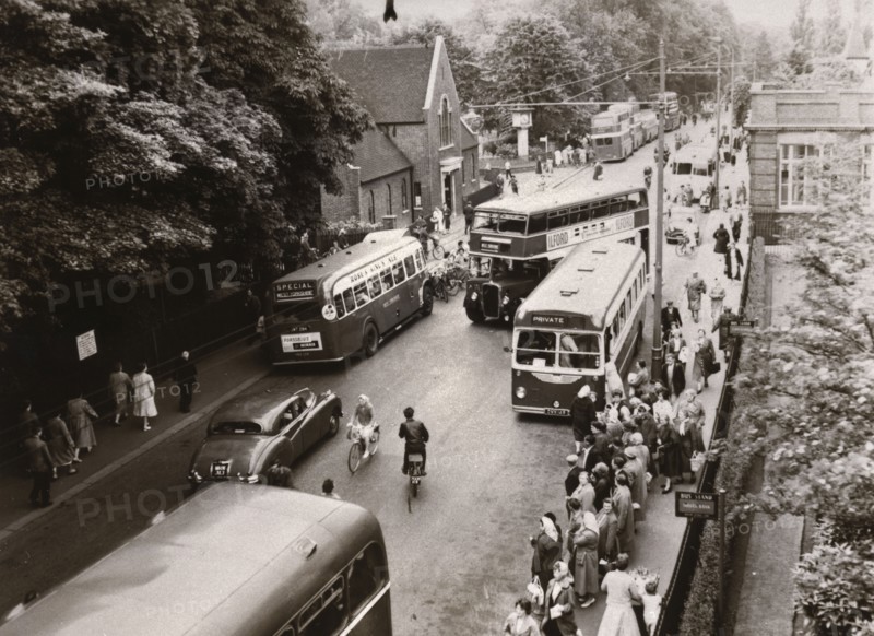 Staff leaving work, Rowntree factory, York, Yorkshire, 1961. Artist: Unknown