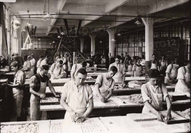 Men at work in the Almond Paste Room, Rowntree factory, York, Yorkshire, 1912. Artist: Unknown