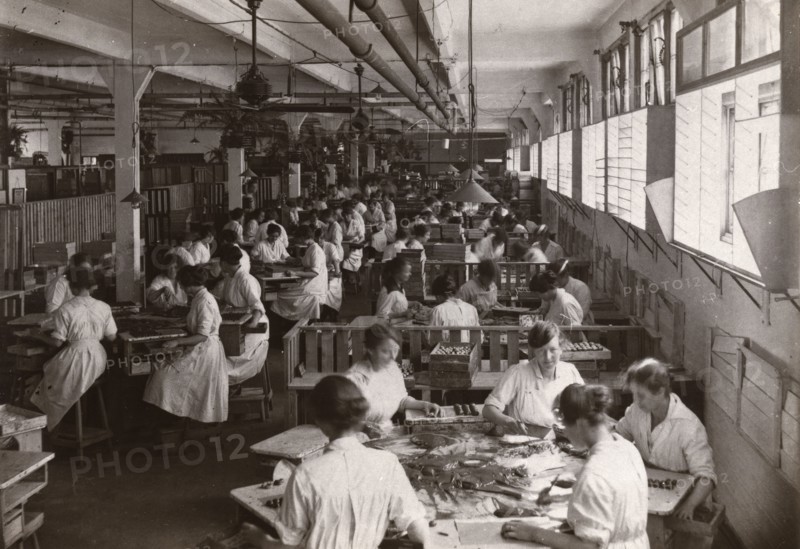 Women hand covering chocolates, Rowntree factory, York, Yorkshire, 1920. Artist: Unknown
