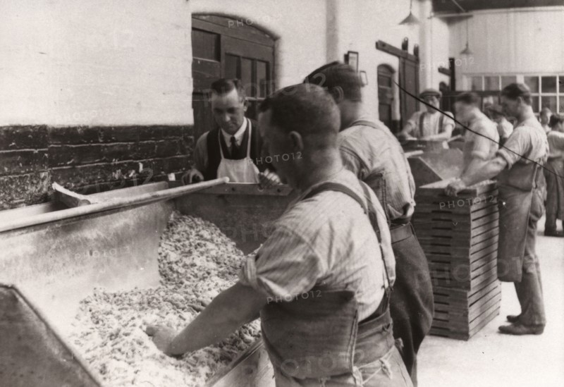 Men hand sugaring fruit pastilles, Rowntree factory, York, Yorkshire, 1920. Artist: Unknown