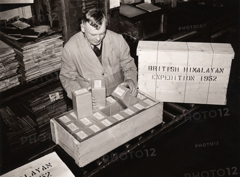 Packing Rowntree provisions for the British Himalayan Expedition, York,  Yorkshire, 1952. Artist: Unknown