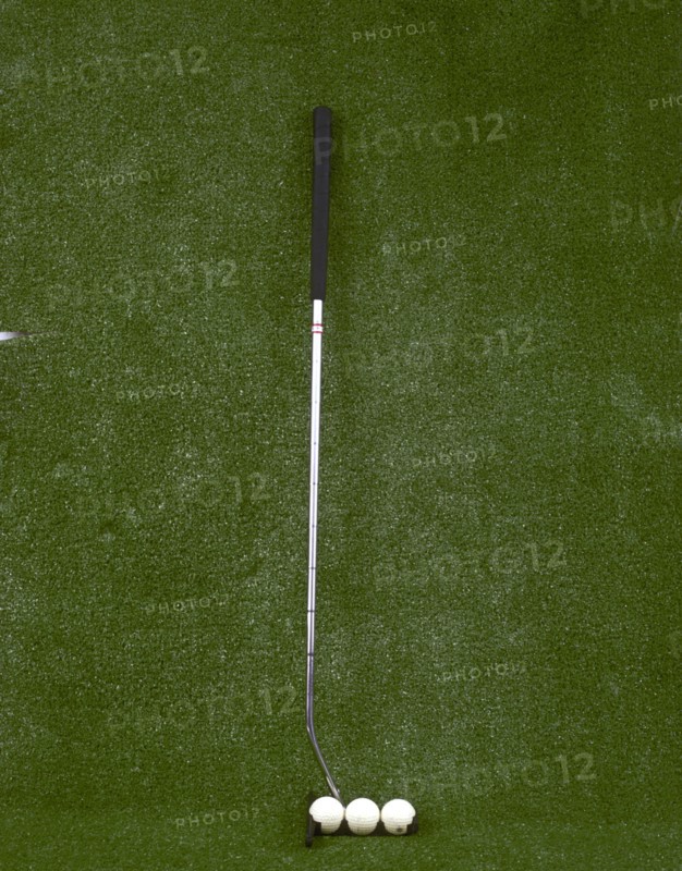 Modern-style golf club and three balls, late 20th century. Artist: Unknown