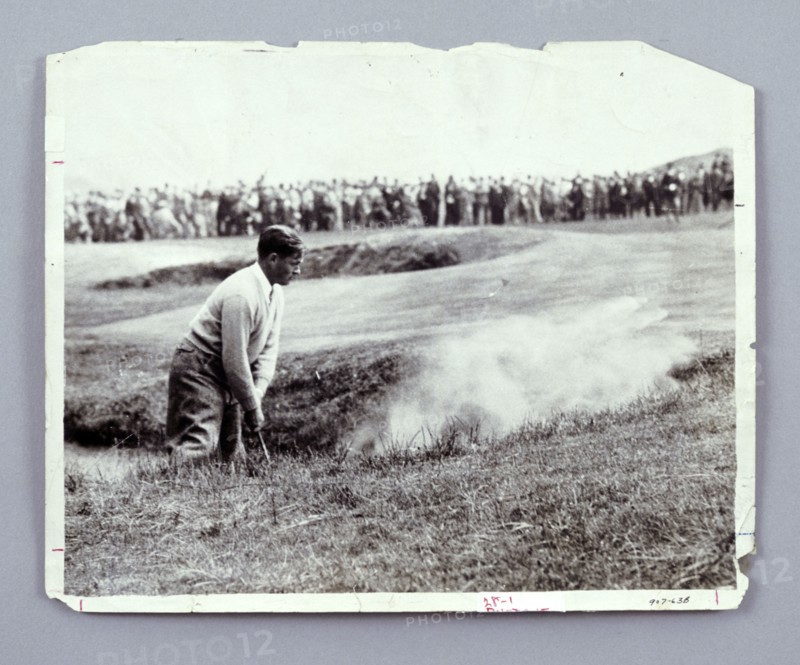 Bobby Jones playing his way out of a bunker, c1920s. Artist: Unknown