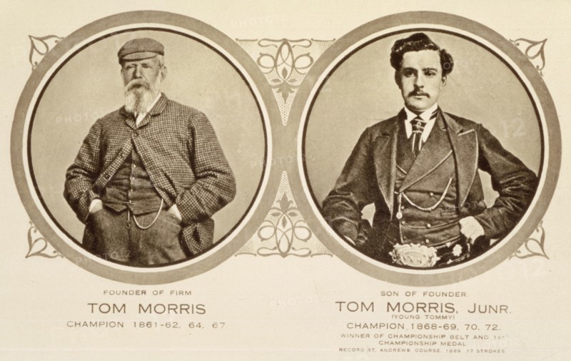 Rare postcard showing Tom Morris and Tom Morris Junior, c1905. Artist: Unknown