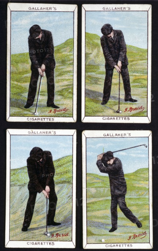 Cigarette cards showing tips from James Braid, c1900. Artist: Unknown