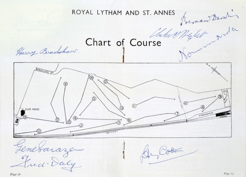 Autographed course chart of Royal Lytham St Annes, c1930s. Artist: Unknown