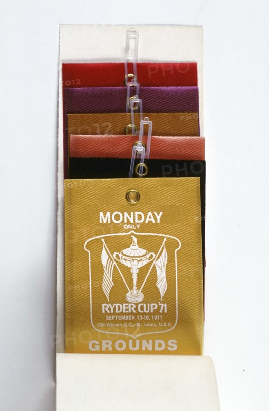Pin-on spectator tickets for Ryder Cup, 1971. Artist: Unknown