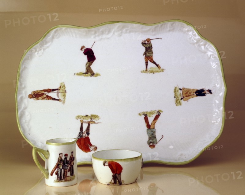 Sandwich platter, coffee-size jug and sugar bowl, c1912. Artist: HM Williamson and Sons