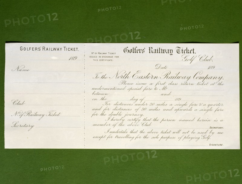 Golfers Railway Ticket, for North-Eastern Railway, Britain, c1890s. Artist: Unknown