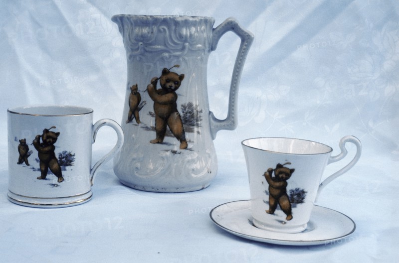 WH Grindley and Co porcelain with teddy bear motifs, 1910-30. Artist: Unknown