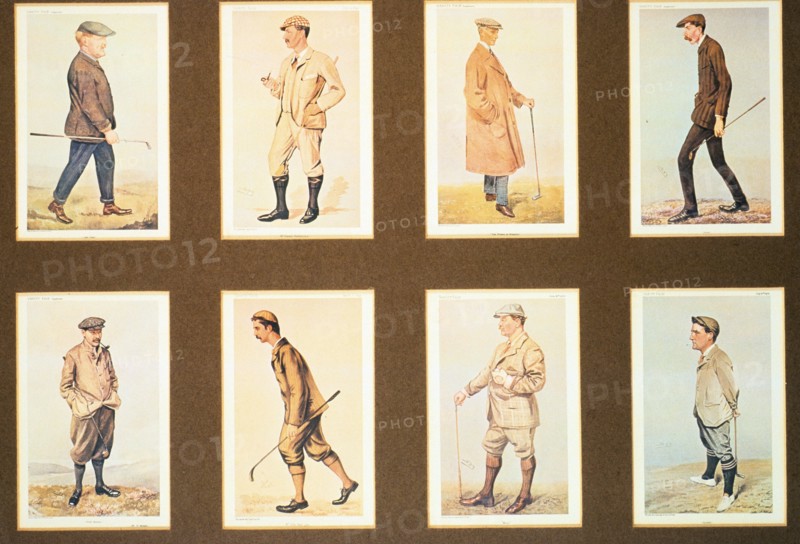 Set of golf cards by Leslie Ward (1851-1922), 1980s. Artist: Spy
