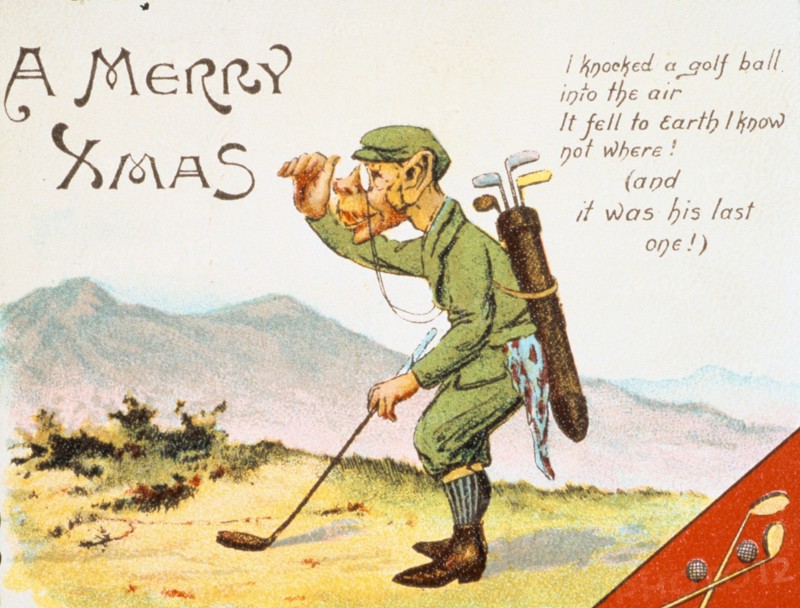 Golfing Christmas card, British, 1910. Artist: Unknown