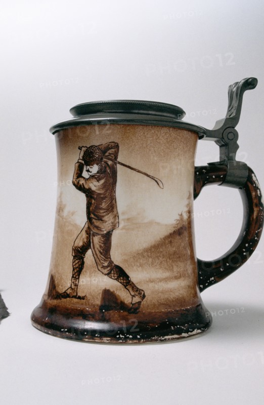 O'Hara Dale stein mug with golfing theme, American, c1900. Artist: Unknown