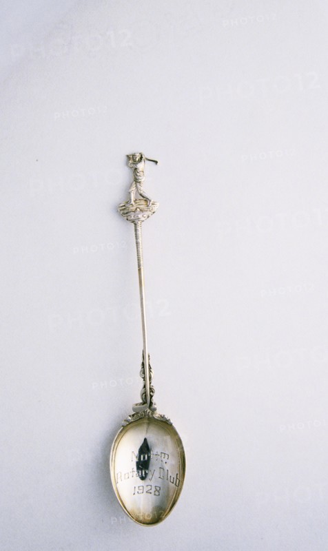 Silver spoon with golfer motif, British, c1910-c1930. Artist: Unknown